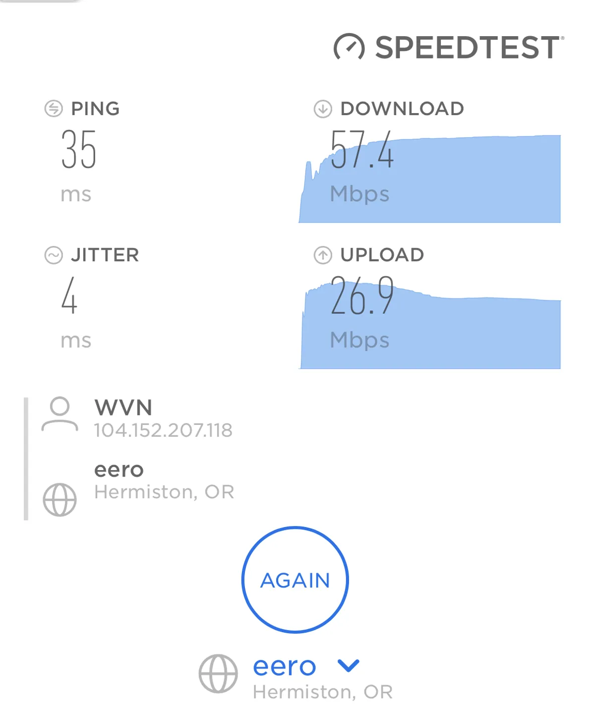 A close-up of a digital speed test result on a computer screen, displaying strong network performance and WiFi details. The interface communicates the condo's readiness for high-speed internet activities like remote work or streaming.